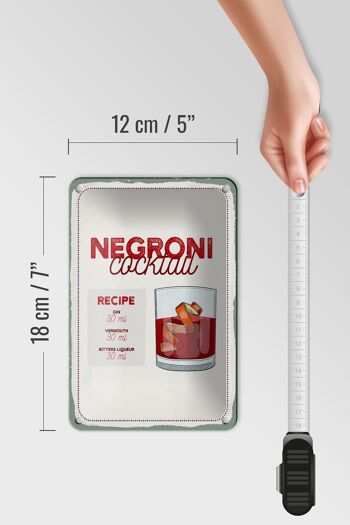 Plaque en tôle recette Negron Cocktail Recipe GIN 12x18cm décoration 5