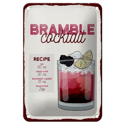 Blechschild Rezept Bramble Cocktail Recipe Gin 12x18cm Dekoration