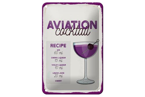Blechschild Rezept Aviation Cocktail Recipe 12x18cm Geschenk Schild