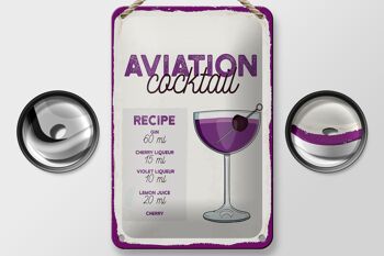 Signe en étain recette de cocktail d'aviation, signe cadeau 12x18cm 2