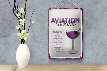 Signe en étain recette de cocktail d'aviation, signe cadeau 12x18cm 4