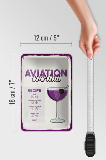 Signe en étain recette de cocktail d'aviation, signe cadeau 12x18cm 5