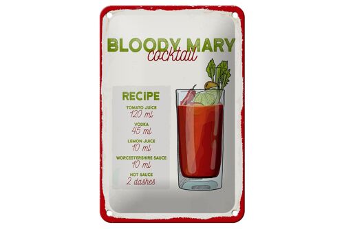 Blechschild Rezept Bloody Mary Cocktail Recipe 12x18cm Dekoration