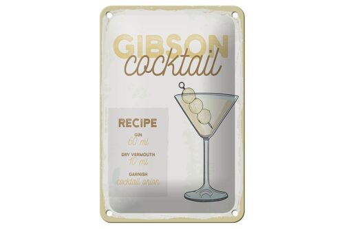 Blechschild Rezept Gibson Cocktail Recipe 12x18cm Geschenk Schild