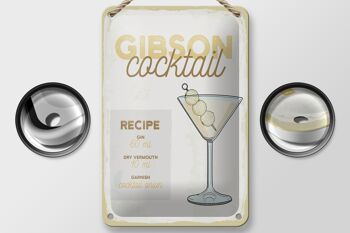 Plaque en étain pour recette de Cocktail Gibson, 12x18cm, signe cadeau 2