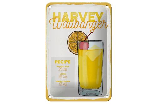 Blechschild Rezept Harvey Wallbanger Cocktail Recipe 12x18cm Schild