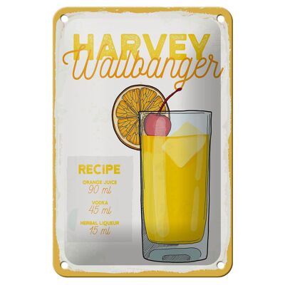 Blechschild Rezept Harvey Wallbanger Cocktail Recipe 12x18cm Schild