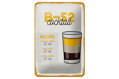 Blechschild Rezept B-52 Cocktail Recipe Orange 12x18cm Dekoration