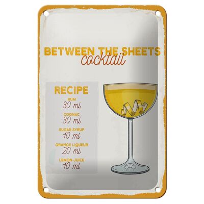 Blechschild Rezept Between the Sheets Cocktail Recipe 12x18cm Schild