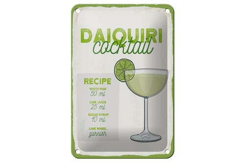 Blechschild Rezept Daiquiri Cocktail Recipe 12x18cm Geschenk Schild