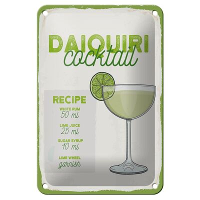 Plaque en étain pour recette de Cocktail Daiquiri, 12x18cm, signe cadeau