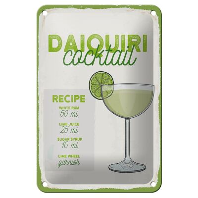 Blechschild Rezept Daiquiri Cocktail Recipe 12x18cm Geschenk Schild