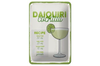 Plaque en étain pour recette de Cocktail Daiquiri, 12x18cm, signe cadeau 1