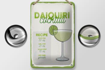 Plaque en étain pour recette de Cocktail Daiquiri, 12x18cm, signe cadeau 2