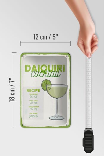 Plaque en étain pour recette de Cocktail Daiquiri, 12x18cm, signe cadeau 5