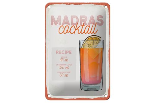 Blechschild Rezept Madras Cocktail Recipe Vodka 12x18cm Dekoration