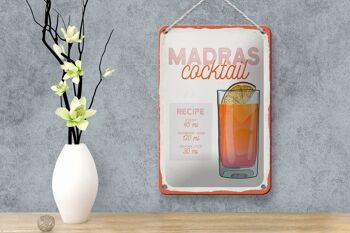 Signe en étain recette Madras Cocktail recette Vodka 12x18cm décoration 4