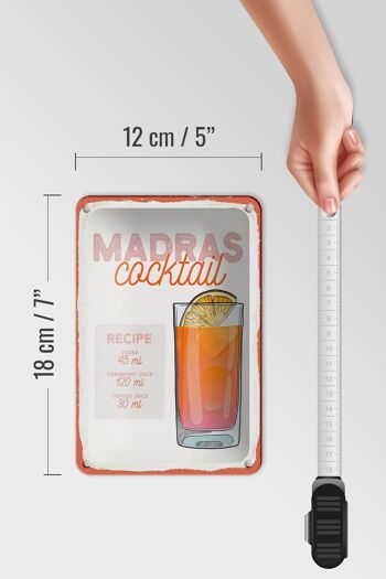 Signe en étain recette Madras Cocktail recette Vodka 12x18cm décoration 5