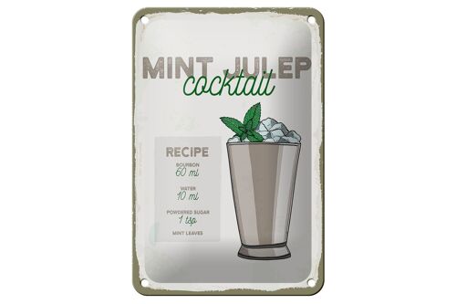 Blechschild Rezept Mint Julep Cocktail Recipe 12x18cm Dekoration