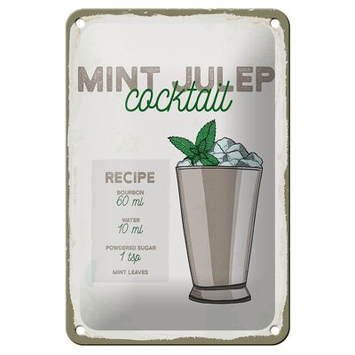 Blechschild Rezept Mint Julep Cocktail Recipe 12x18cm Dekoration