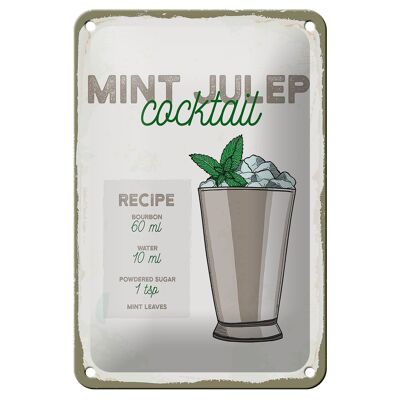 Tin Sign Recipe Mint Julep Cocktail Recipe 12x18cm Decoration