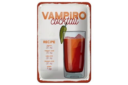 Blechschild Rezept Vampiro Cocktail Recipe Tequila 12x18cm Schild