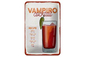 Signe en étain, recette de Cocktail Vampiro, Tequila, 12x18cm 1