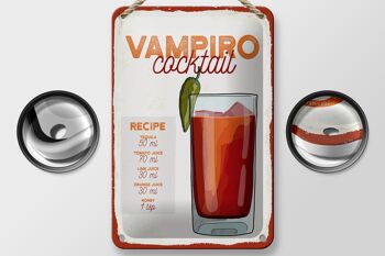 Signe en étain, recette de Cocktail Vampiro, Tequila, 12x18cm 2