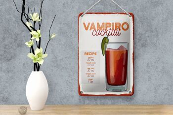 Signe en étain, recette de Cocktail Vampiro, Tequila, 12x18cm 4