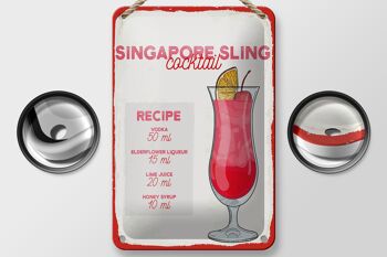 Panneau en étain pour recette de Cocktail, singapour Sling, 12x18cm 2