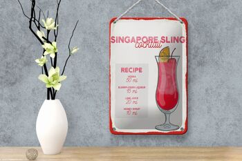 Panneau en étain pour recette de Cocktail, singapour Sling, 12x18cm 4