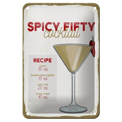 Tin sign recipe Spicy Fifty Cocktail Recipe 12x18cm decoration