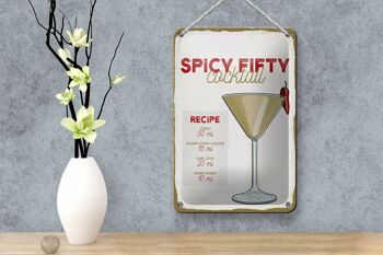 Plaque en étain pour recette de Cocktail épicé cinquante, 12x18cm, décoration 4