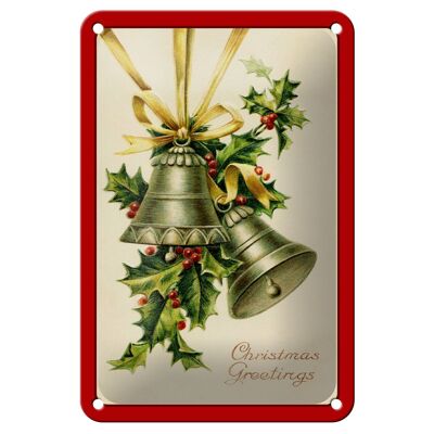 Cartel de chapa Navidad rama campana Navidad 12x18cm decoración
