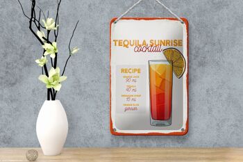 Plaque en étain pour recette de Cocktail Tequila Sunrise, 12x18cm 4