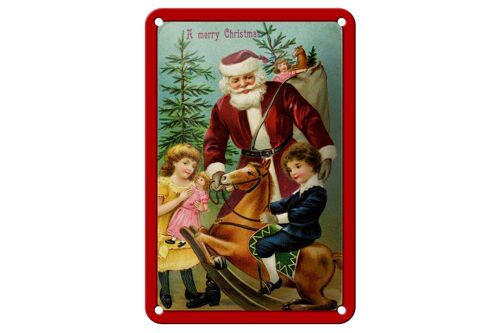 Blechschild Weihnachtsmann Tannenbaum Geschenke 12x18cm Dekoration