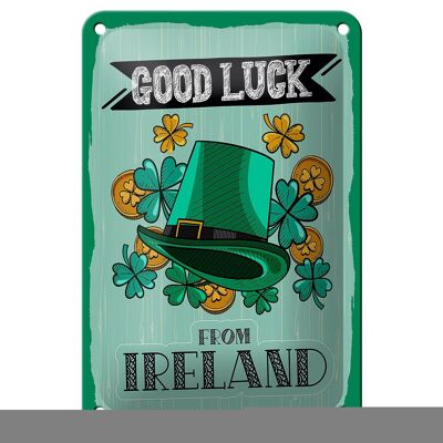 Letrero de chapa que dice Buena suerte desde Irlanda, letrero de regalo de 12x18 cm