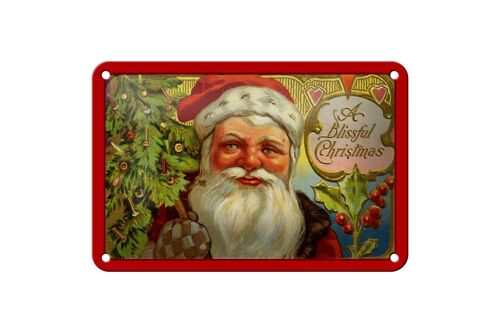 Blechschild Weihnachten Santa Claus Tannenbaum 18x12cm Dekoration