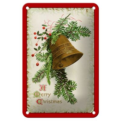 Cartel de chapa Campana de Navidad invierno 12x18cm decoración