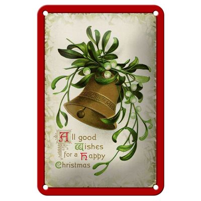 Tin sign Christmas bell happy Christmas festival 12x18cm sign