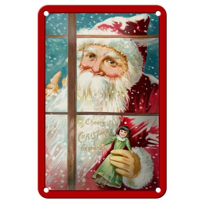 Tin sign Santa Claus gifts Christmas 12x18cm decoration