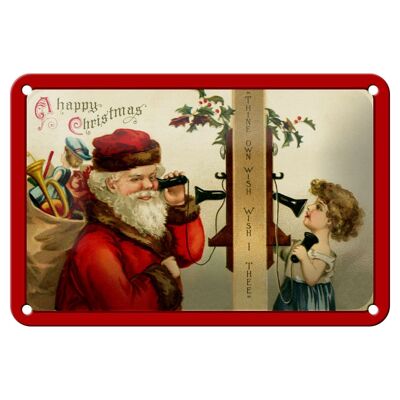 Tin sign Christmas gifts Santa Claus 18x12cm decoration