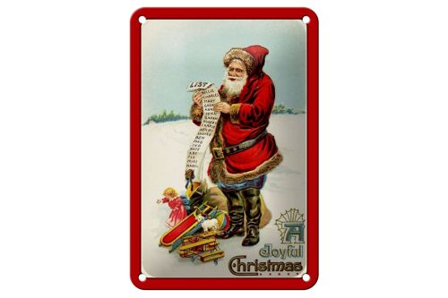 Blechschild Weihnachten Santa Claus Geschenke Schnee 12x18cm Schild