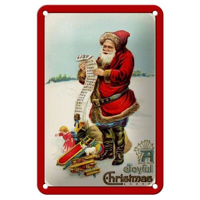 Blechschild Weihnachten Santa Claus Geschenke Schnee 12x18cm Schild