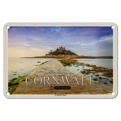 Metal sign cities Cornwall St.Michael´s Mount 18x12cm decoration