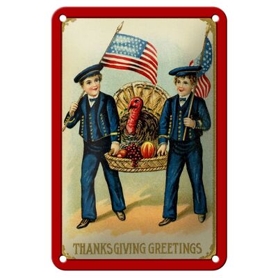 Panneau en étain de Noël Thanksgiving America 12x18cm, décoration