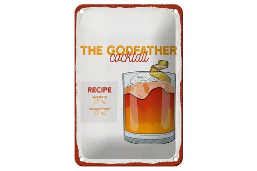 Blechschild Rezept The Godfather Cocktail Recipe 12x18cm Dekoration