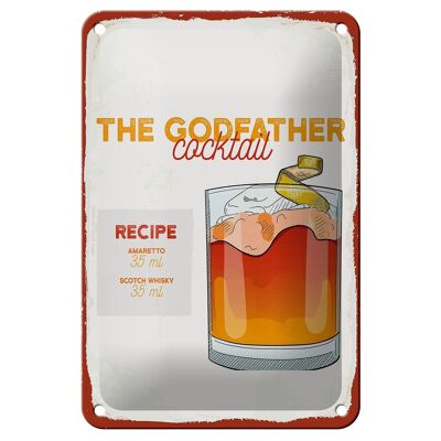 Blechschild Rezept The Godfather Cocktail Recipe 12x18cm Dekoration