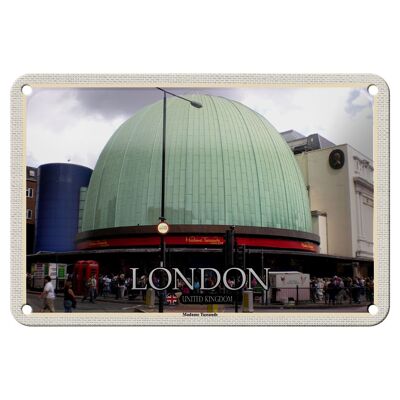 Cartel de chapa con decoración de ciudades, Londres, Inglaterra, Madame Tussauds, 18x12cm