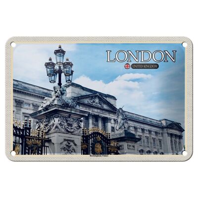 Cartel de chapa con ciudades, Londres, Inglaterra, Palacio de Buckingham, 18x12cm